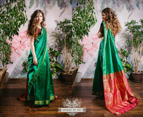 Аренда платья Индийское сари "Изумруд" в Москве — Прокат от Кет