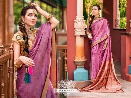 Аренда платья Винтажное сари из шёлка (розово-персиковое) в Москве — Прокат от Кет