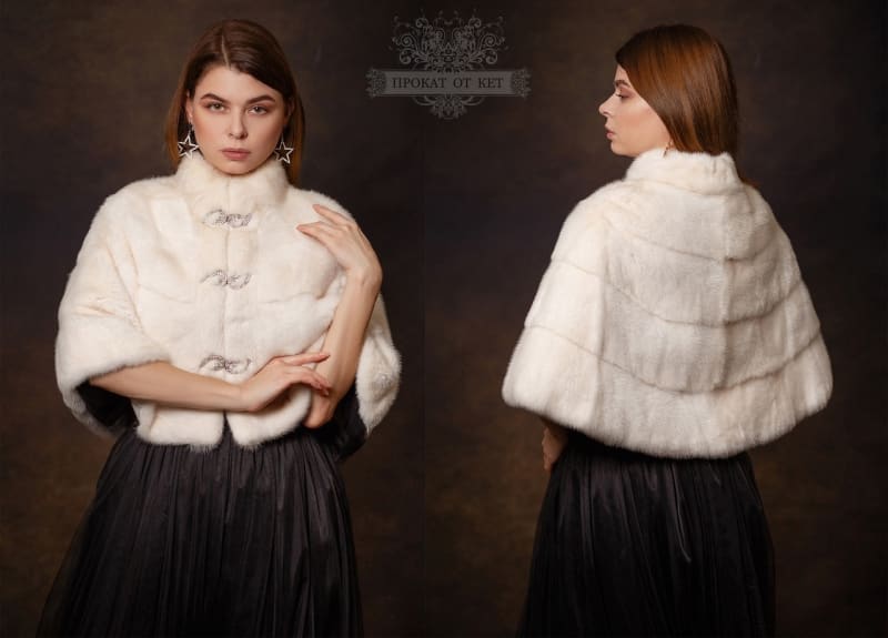 Горжетка из норки молочного цвета - фото 2