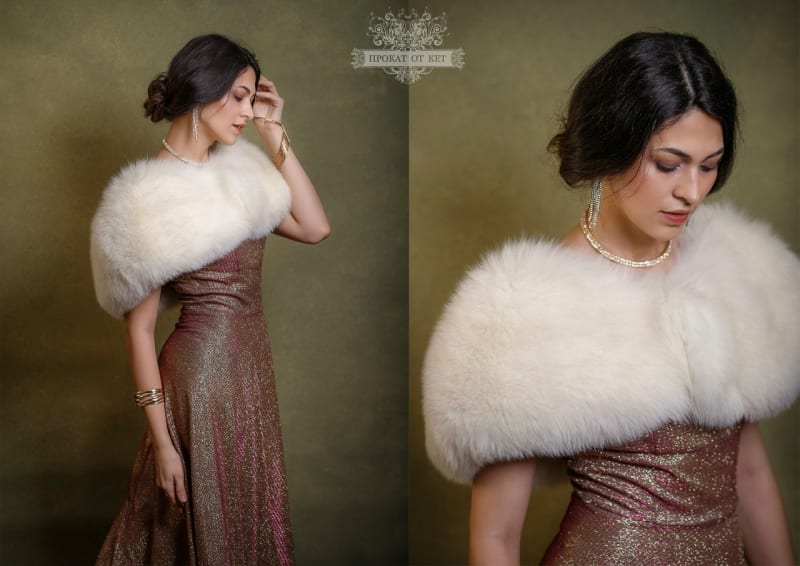 Горжетка из песца айвори с муфтой - фото 1