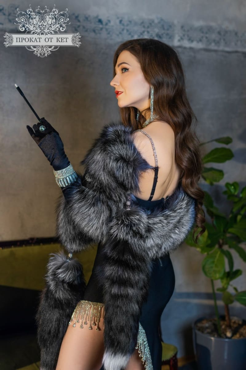 Длинная горжетка из чернобурой лисы - фото 2