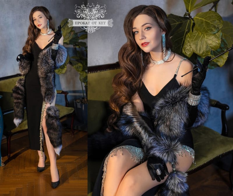 Длинная горжетка из чернобурой лисы - фото 3