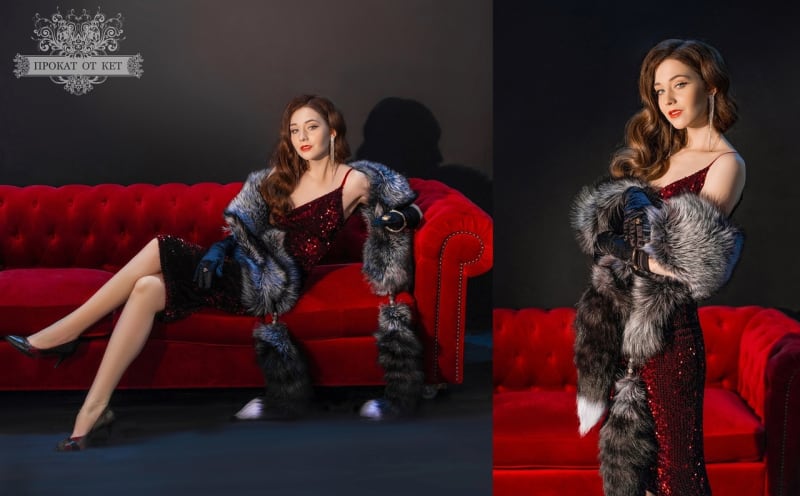 Длинная горжетка из чернобурой лисы - фото 4