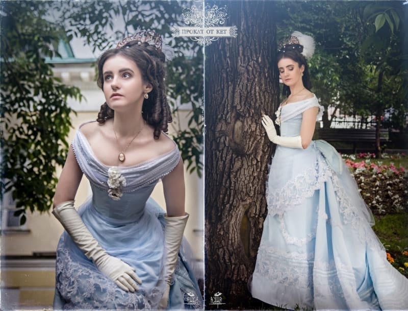 Бальное платье "Голубой турнюр" - фото 4