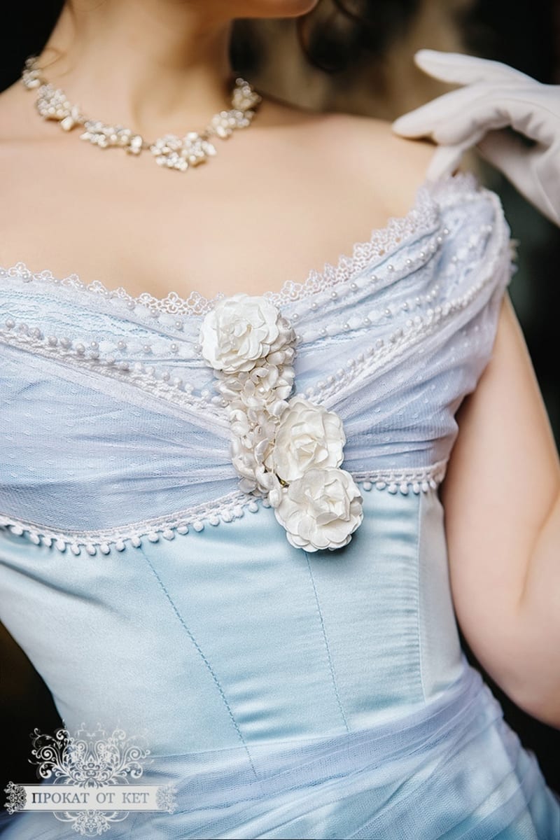Бальное платье "Голубой турнюр" - фото 6