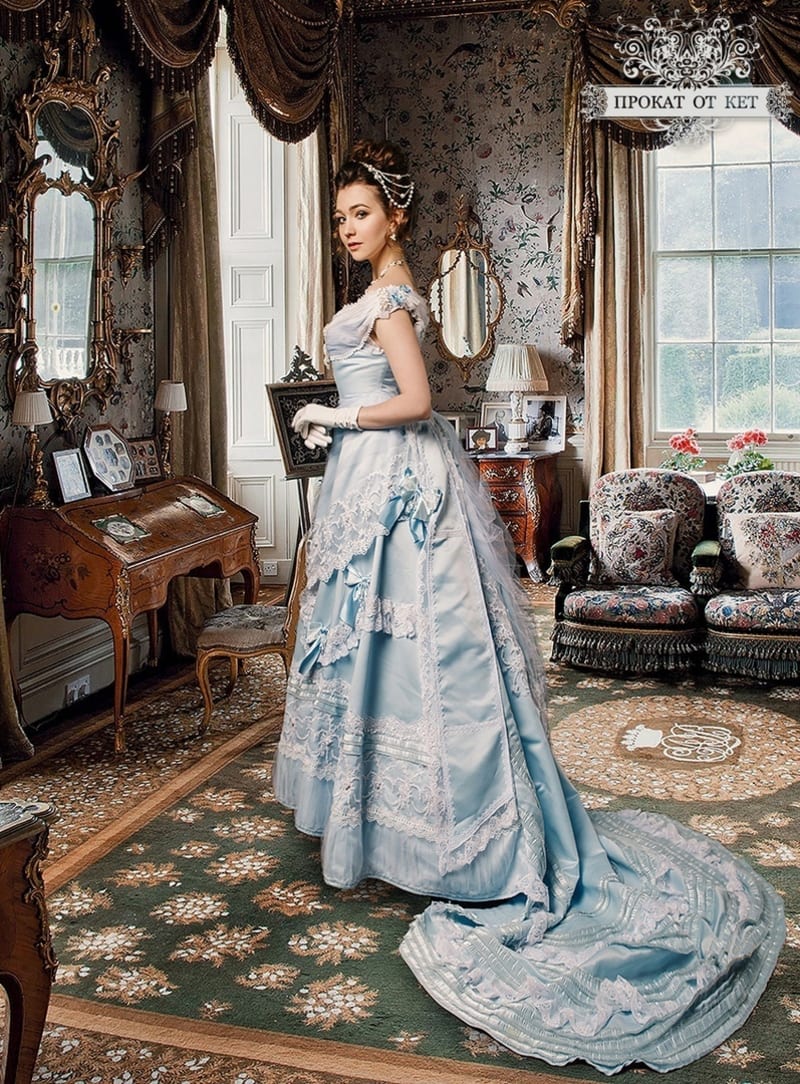 Бальное платье "Голубой турнюр" - фото 9