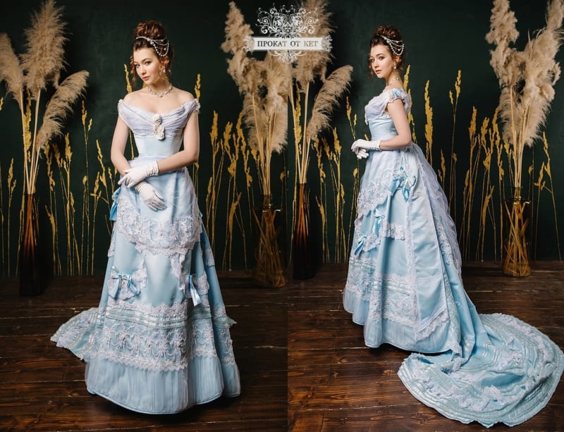 Бальное платье "Голубой турнюр" - фото 10
