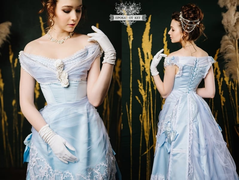 Бальное платье "Голубой турнюр" - фото 11