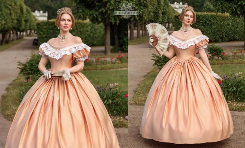Бальное платье "Нежный персик" - фото 7