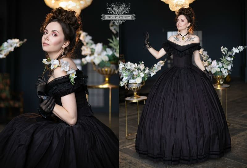 Бальное платье "Чёрная орхидея" - фото 1
