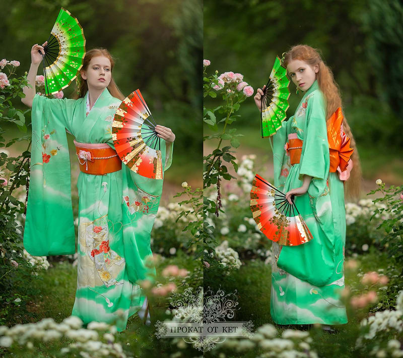 Кимоно «Салатовое фурисодэ» - фото 1