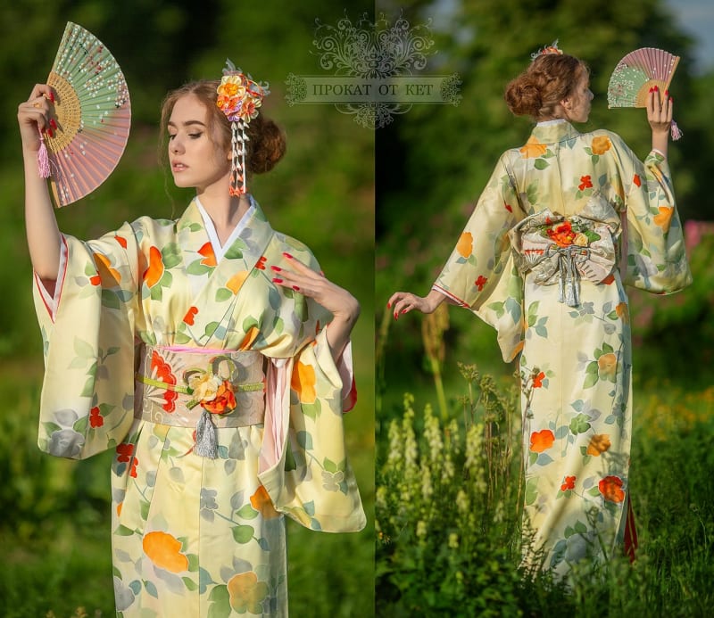 Нежное летнее кимоно-томесоде из Японского шёлка - фото 1