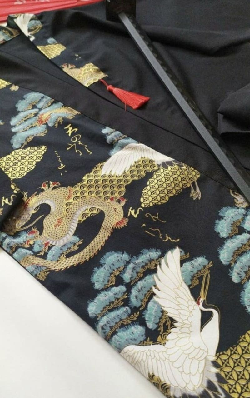 Кимоно Женское хаори с принтом Журавли и драконы - фото 3