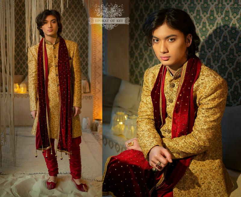 Индийский праздничный костюм "Золотой" - фото 1