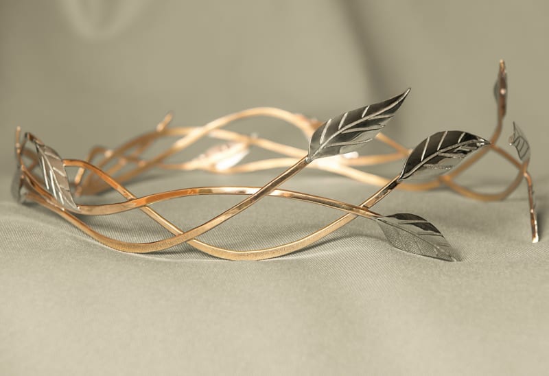 Диадема «Эльфийская с молочным камнем и серебряными листьями» - фото 5