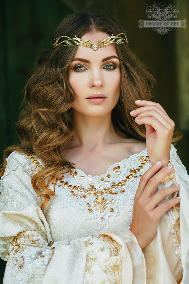 Диадема «Эльфийская с молочным камнем и серебряными листьями» - фото 7