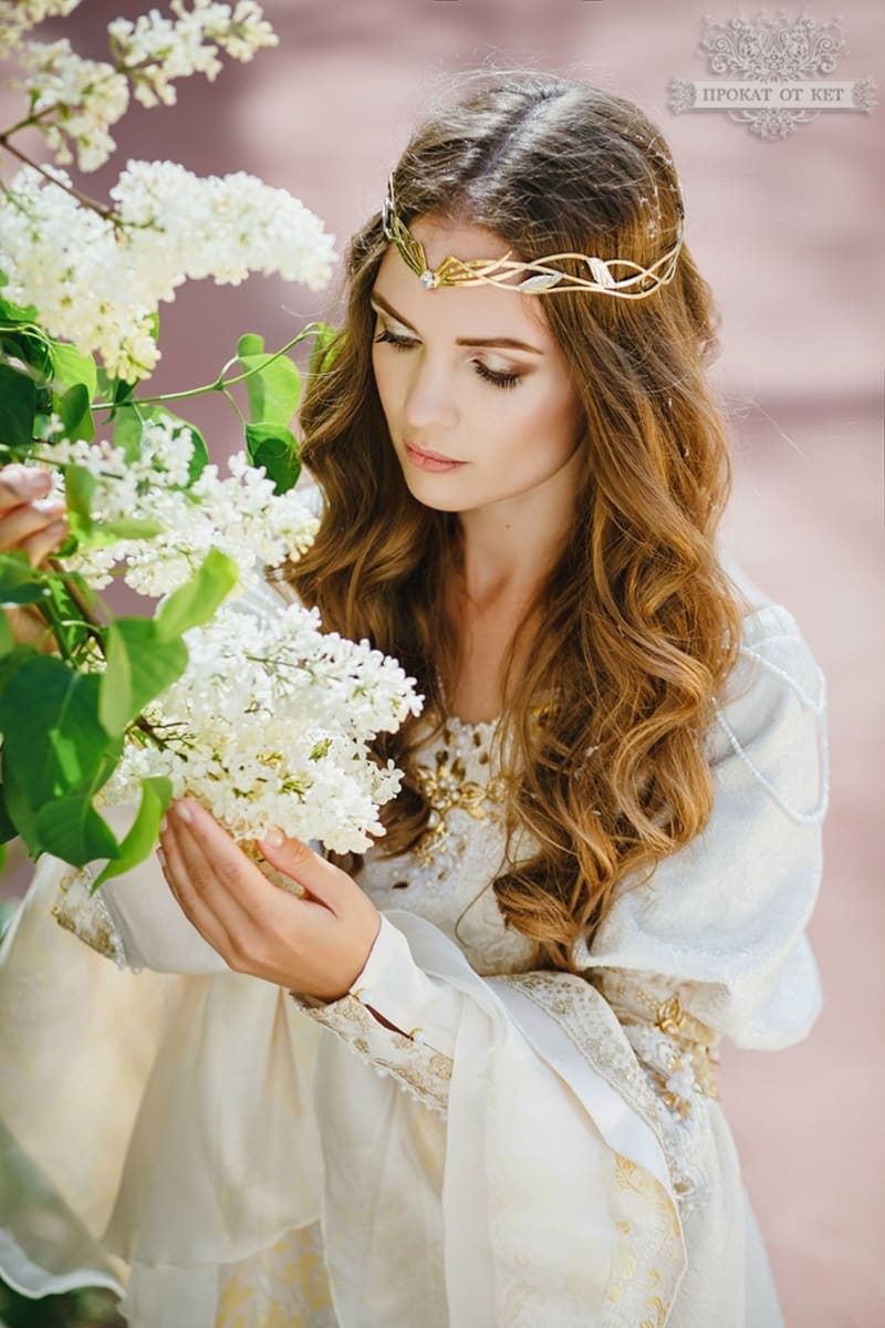 Диадема «Эльфийская с молочным камнем и серебряными листьями» - фото 8