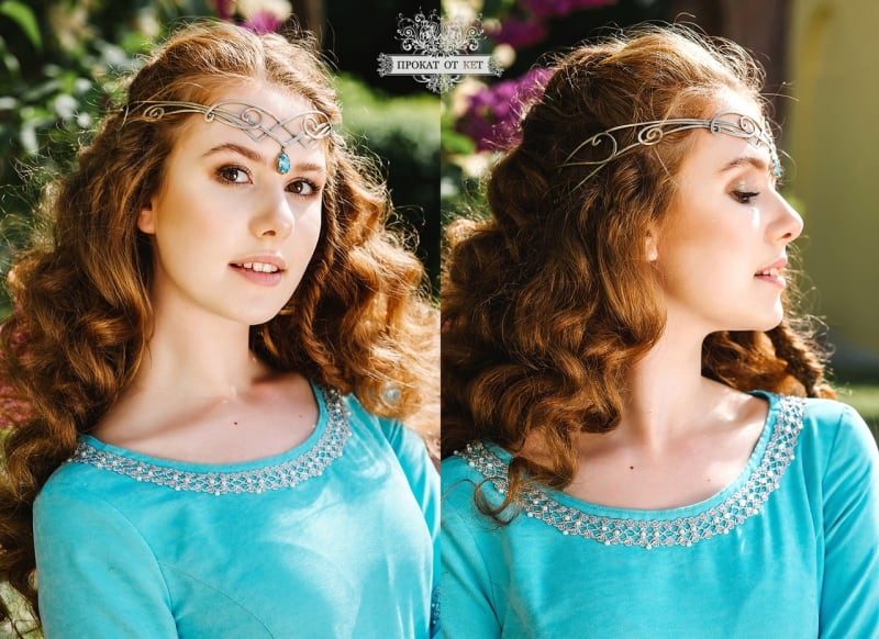 Диадема «С голубым подвесным камнем» - фото 8