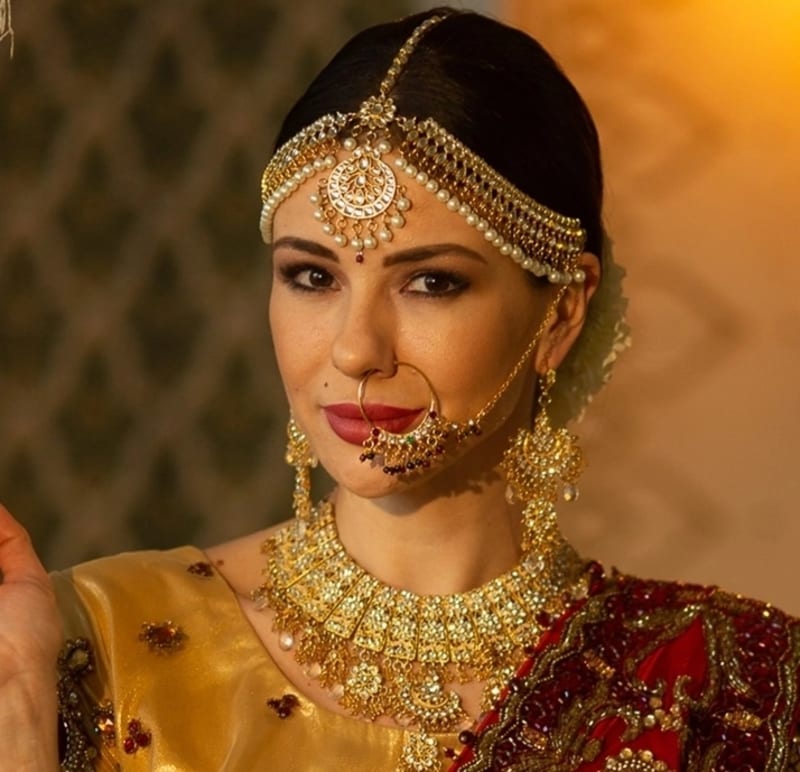 Малый комплект индийских украшений "Воздушное золото" - фото 3