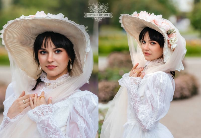 Прогулочная шляпка с цветами - фото 1