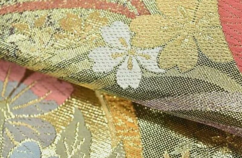 винтажный шелковый пояс fukuroobi nibushiki - фото 3