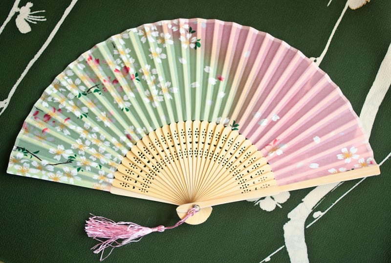 Веер «Салатовый с розовым» - фото 1
