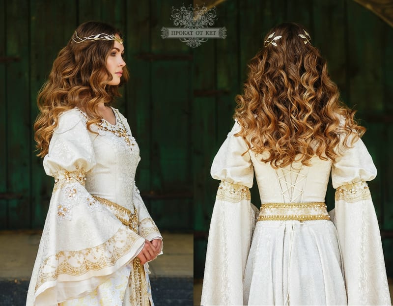 Эльфийское платье "Молочный с золотом" - фото 2