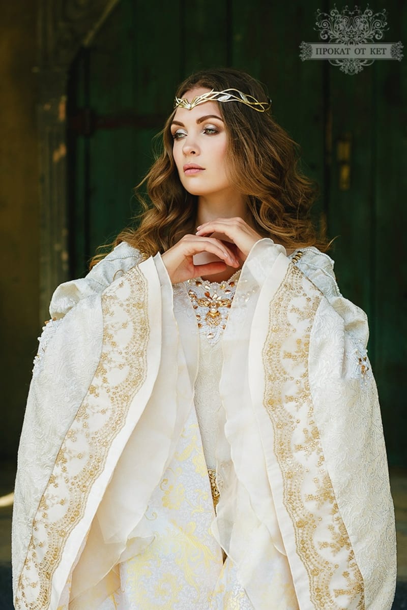 Эльфийское платье "Молочный с золотом" - фото 3