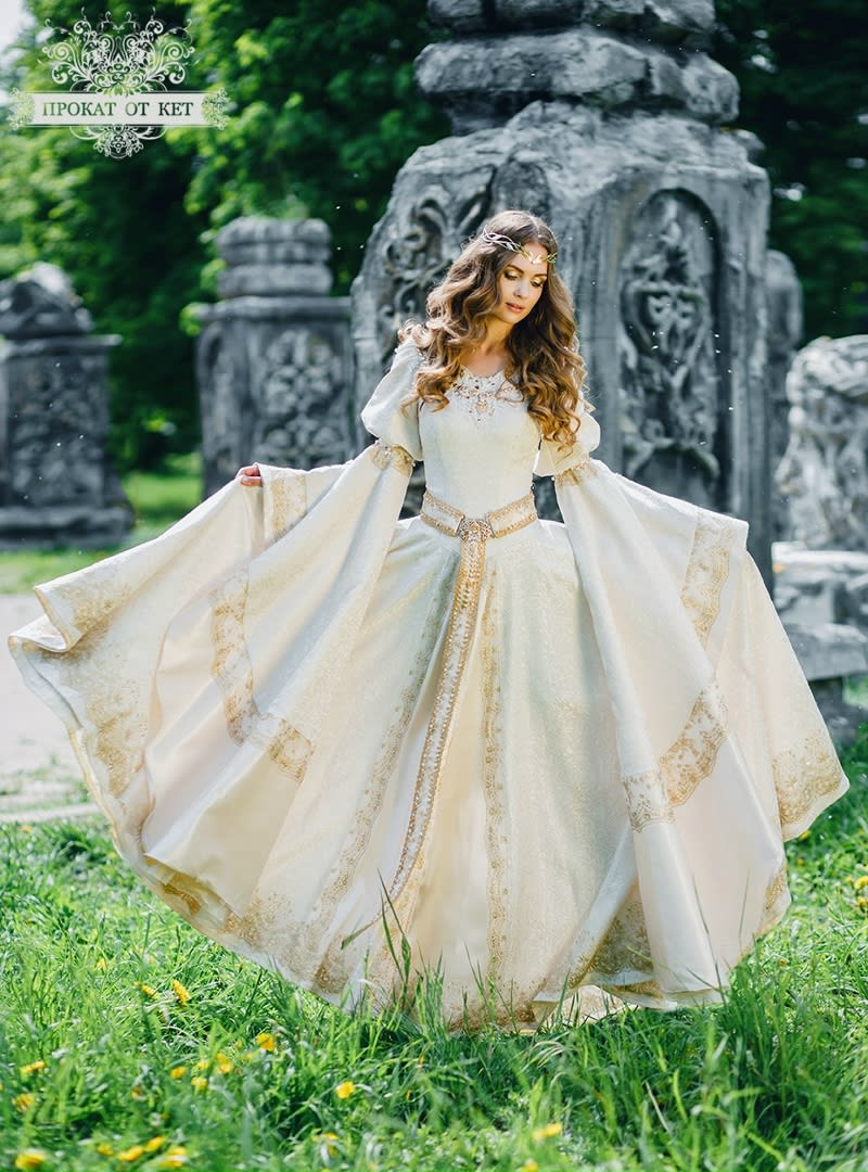 Эльфийское платье "Молочный с золотом" - фото 4