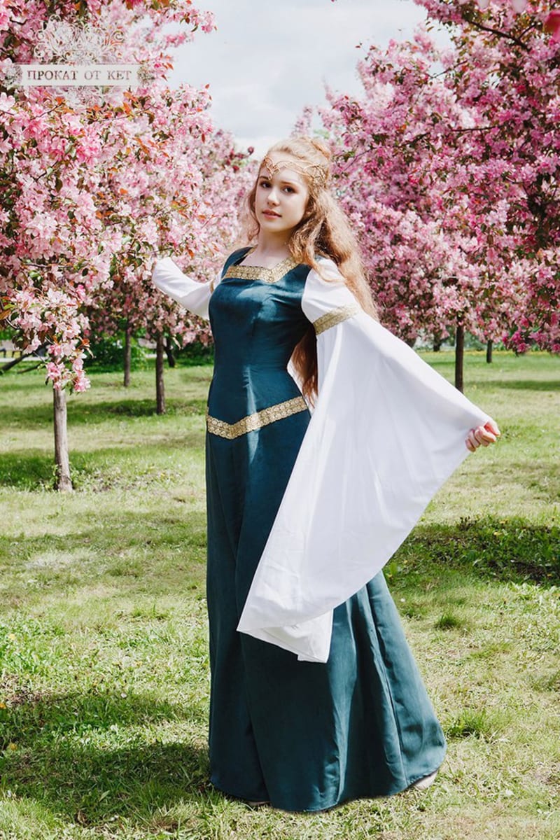 Эльфийское платье "Зелёно-белый" - фото 2