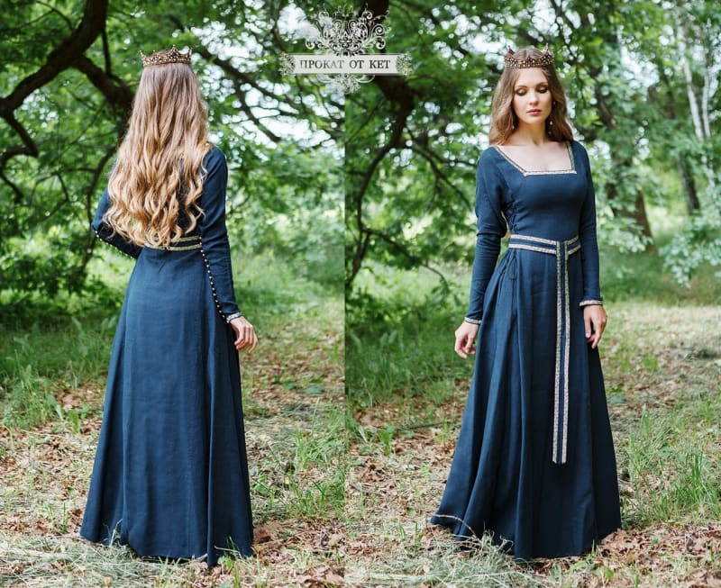 Средневековое платье «Берканар» (тёмно-синее) - фото 2
