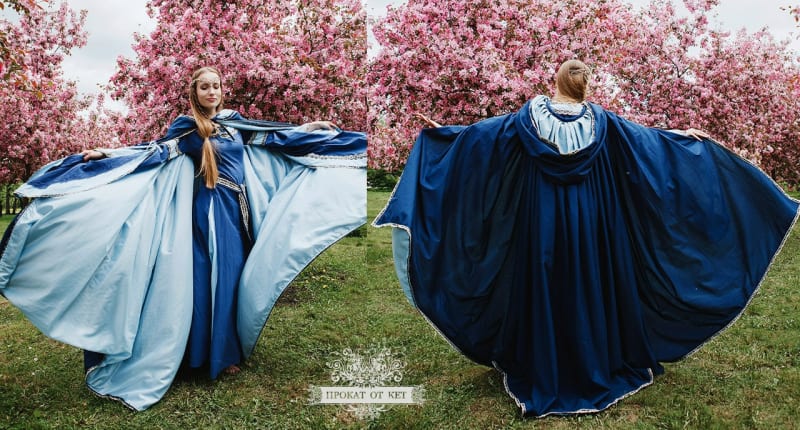 Плащ синий на подкладке - фото 3