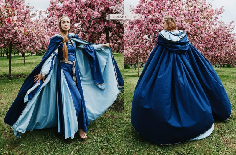 Плащ синий на подкладке - фото 4