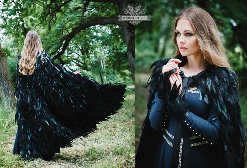 Плащ из чёрных перьев "Ворон" - фото 1