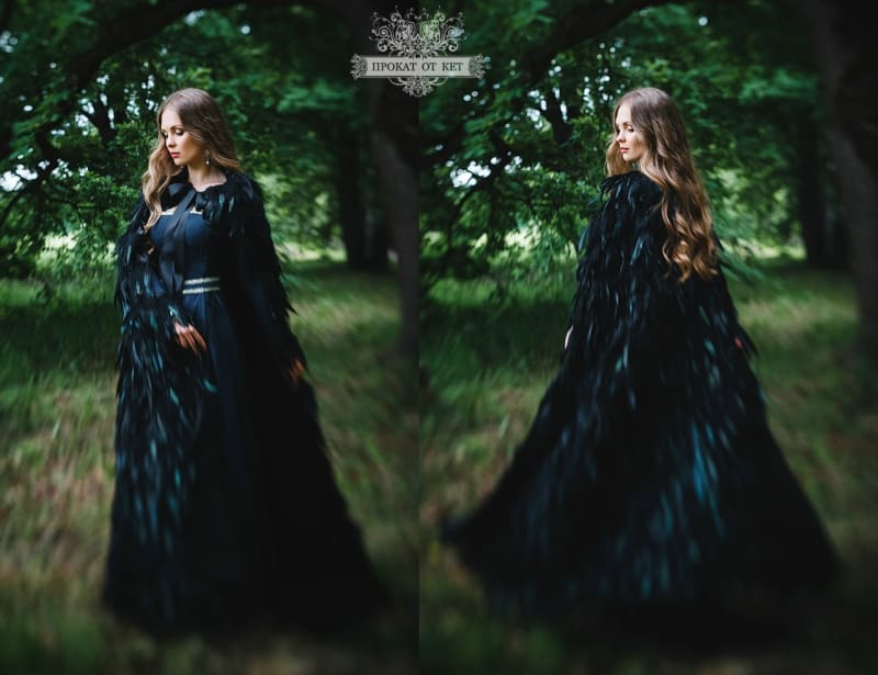 Плащ из чёрных перьев "Ворон" - фото 2