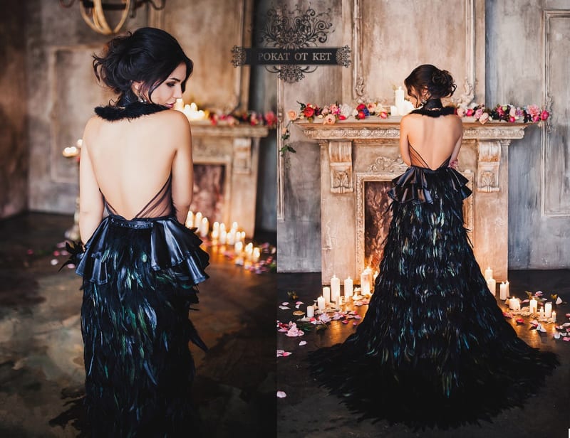 Плащ из чёрных перьев "Ворон" - фото 5