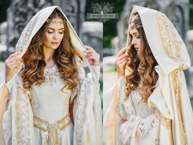 Плащ "Молочный с золотом" - фото 2