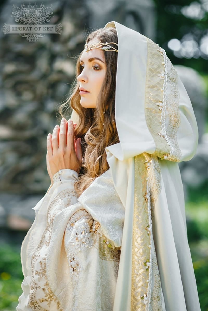 Плащ "Молочный с золотом" - фото 3