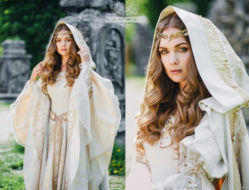 Плащ "Молочный с золотом" - фото 4