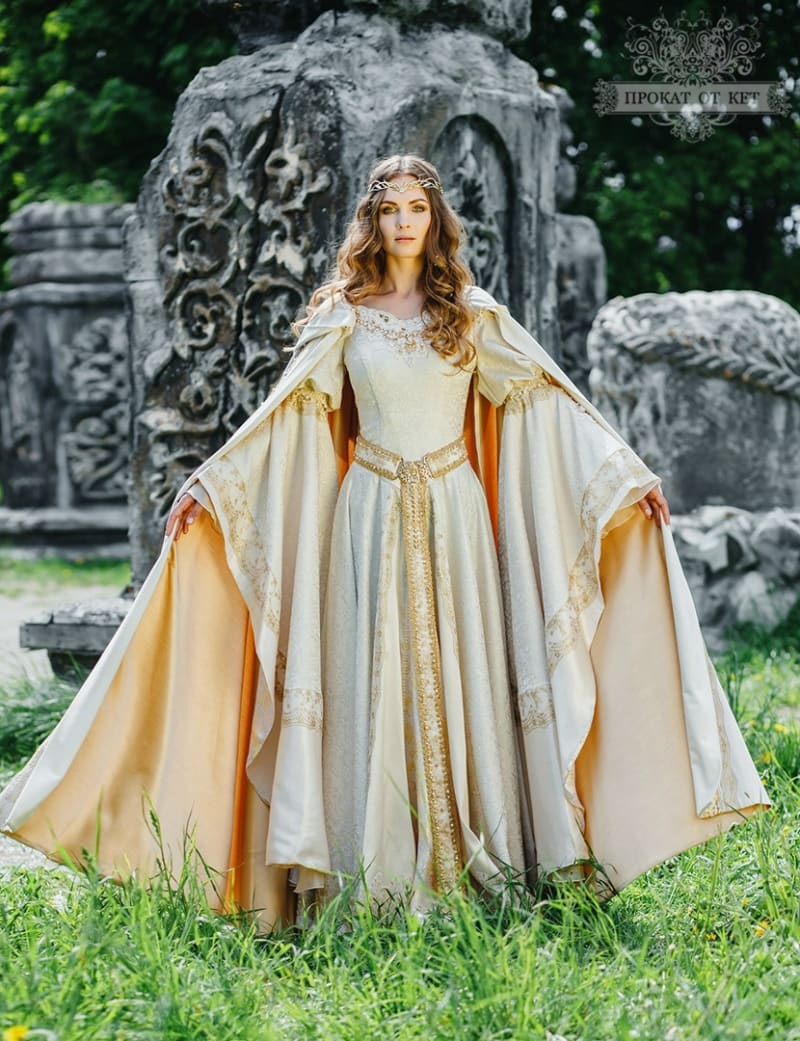 Плащ "Молочный с золотом" - фото 5