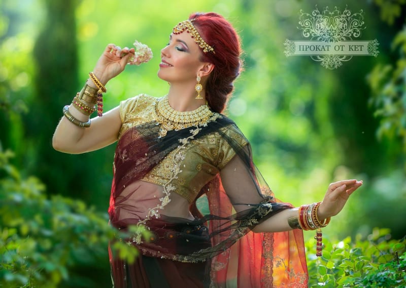 Индийское сари (чёрно-красное) - фото 7