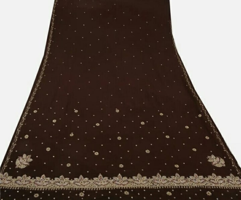 Индийское сари "Sanskriti Vintage" (шоколадное) - фото 5