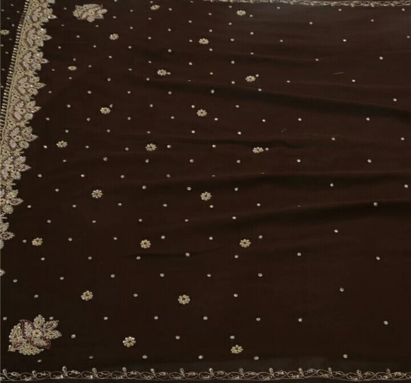 Индийское сари "Sanskriti Vintage" (шоколадное) - фото 6