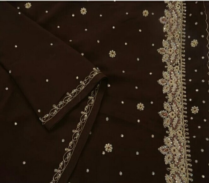 Индийское сари "Sanskriti Vintage" (шоколадное) - фото 7