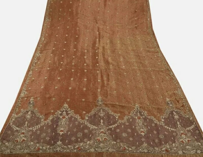Винтажное сари от Sanskriti (красно-коричневое) - фото 5