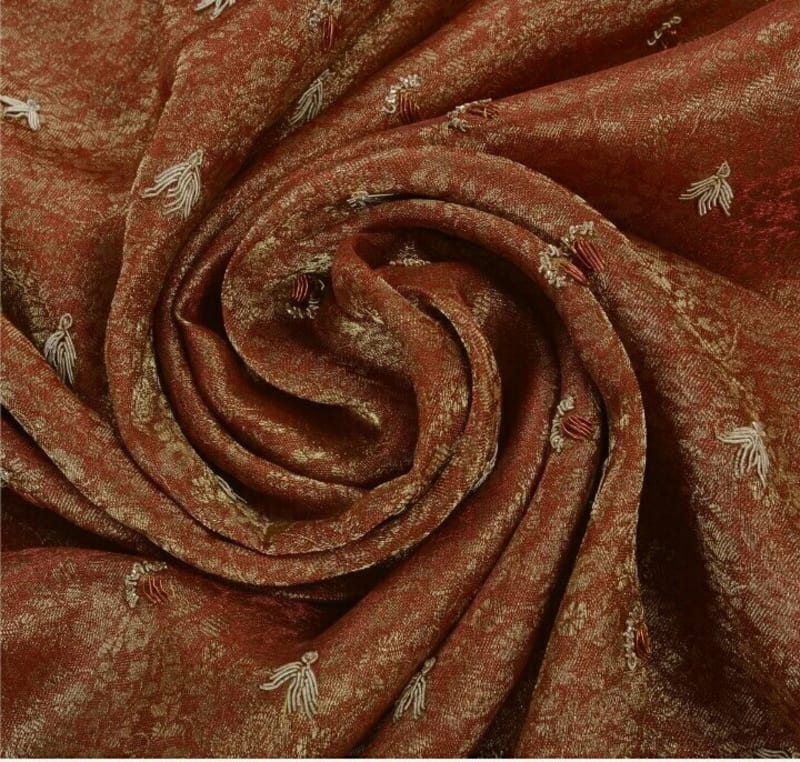 Винтажное сари от Sanskriti (красно-коричневое) - фото 6