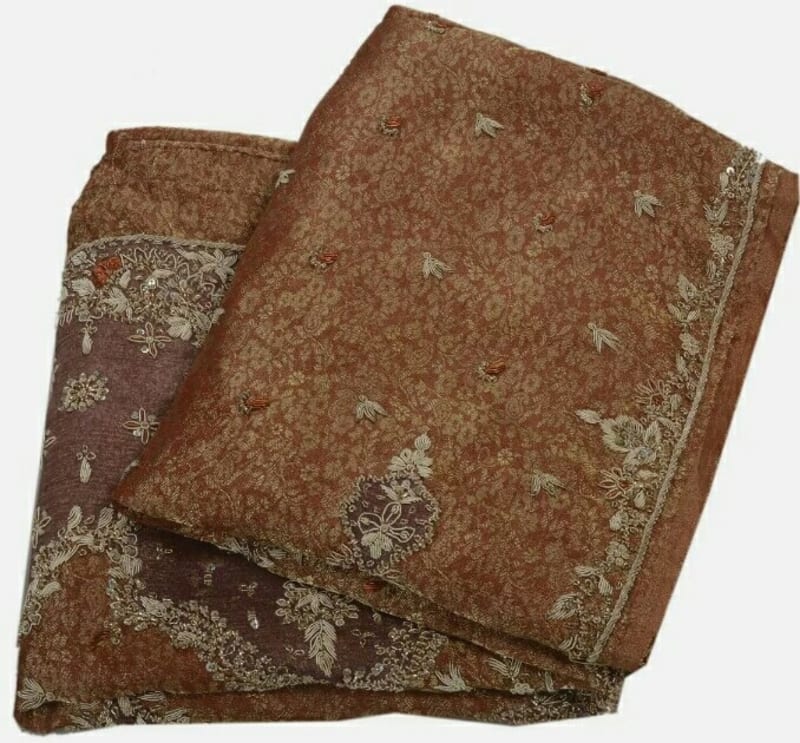 Винтажное сари от Sanskriti (красно-коричневое) - фото 7