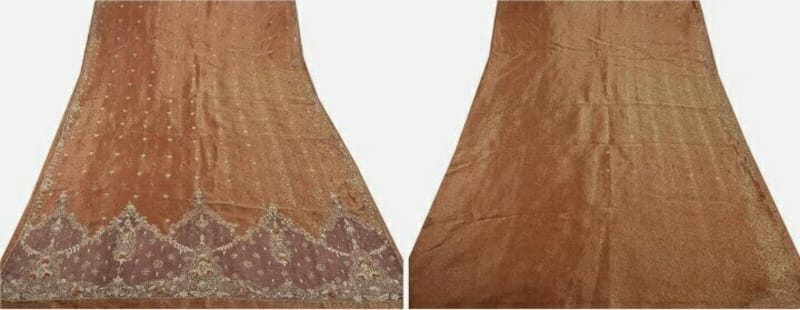 Винтажное сари от Sanskriti (красно-коричневое) - фото 8
