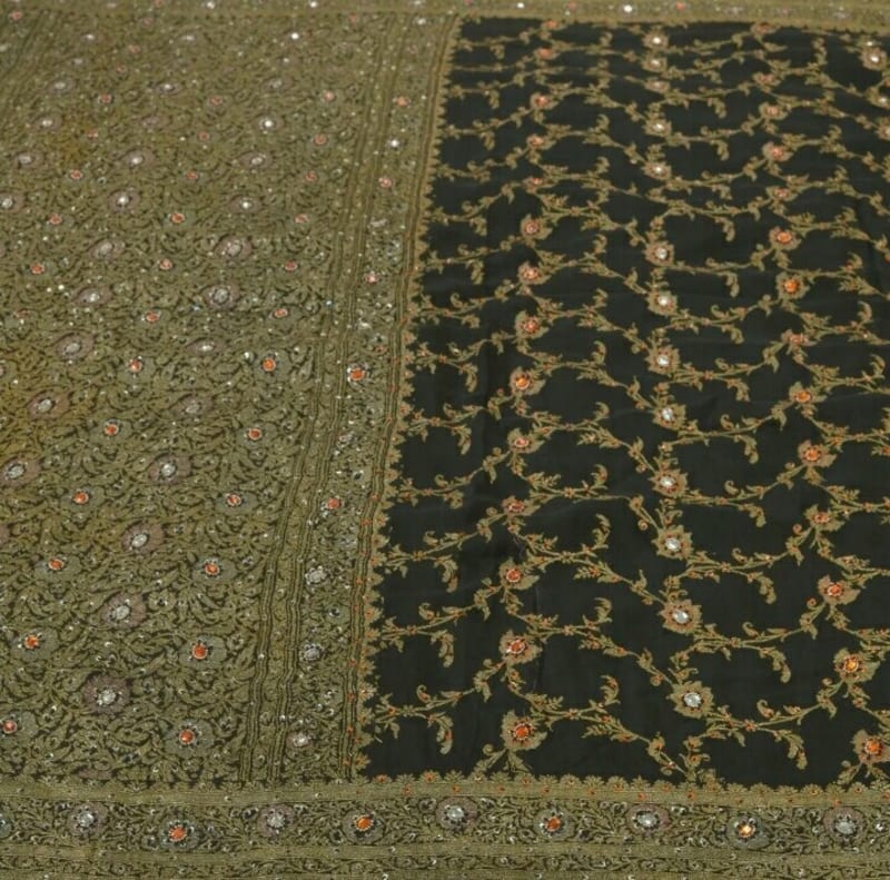 Аутентичное сари от Sanskriti Vintage (чёрное) - фото 6