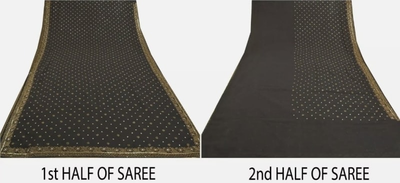 Винтажное сари (чёрное) - фото 8